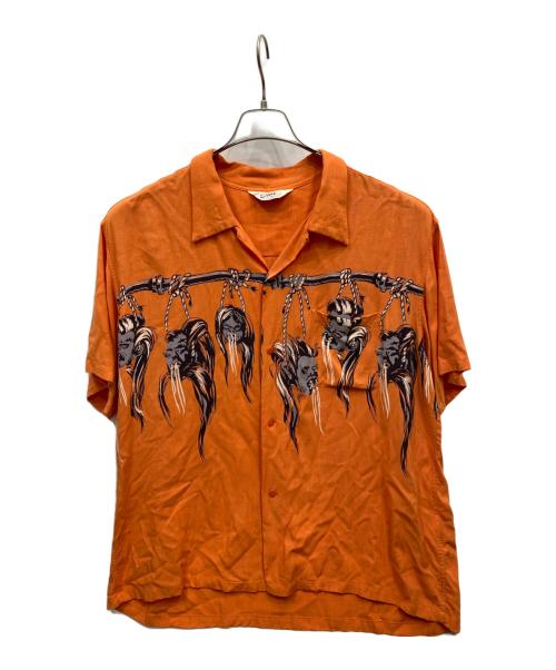 Star OF HOLLYWOOD（スターオブハリウッド）STAR OF HOLLYWOOD (スターオブハリウッド) SHRUNKEN HEAD HOPSACK RAYON Open Shirt オレンジ サイズ:XLの古着・服飾アイテム