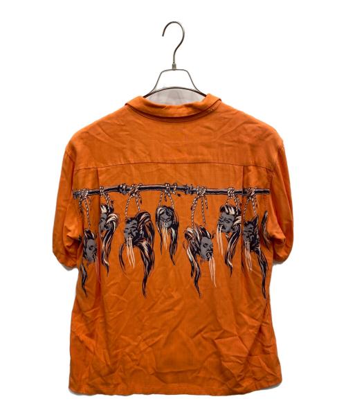 Star OF HOLLYWOOD（スターオブハリウッド）STAR OF HOLLYWOOD (スターオブハリウッド) SHRUNKEN HEAD HOPSACK RAYON Open Shirt オレンジ サイズ:XLの古着・服飾アイテム