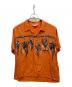 STAR OF HOLLYWOOD（スターオブハリウッド）の古着「SHRUNKEN HEAD HOPSACK RAYON Open Shirt」｜オレンジ