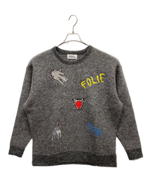 KIDILL（キディル）KIDILL (キディル) 刺繍ニット グレー サイズ:46の古着・服飾アイテム