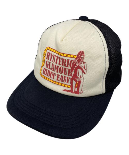 Hysteric Glamour（ヒステリックグラマー）Hysteric Glamour (ヒステリックグラマー) RIDIN’EASYメッシュキャップ ブラック×ホワイトの古着・服飾アイテム