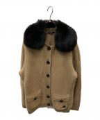 BURBERRY LONDONバーバリーロンドン）の古着「フォックスファー襟付ニットジャケット」｜ベージュ×ブラック