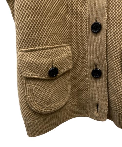 BURBERRY LONDON（バーバリーロンドン）BURBERRY LONDON (バーバリーロンドン) フォックスファー襟付ニットジャケット ベージュ×ブラック サイズ:5の古着・服飾アイテム