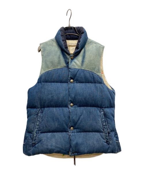REMI RELIEF（レミレリーフ）REMI RELIEF (レミレリーフ) レザー切替デニムダウンベスト インディゴ サイズ:Lの古着・服飾アイテム