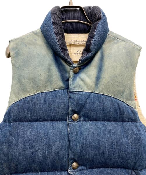 REMI RELIEF（レミレリーフ）REMI RELIEF (レミレリーフ) レザー切替デニムダウンベスト インディゴ サイズ:Lの古着・服飾アイテム