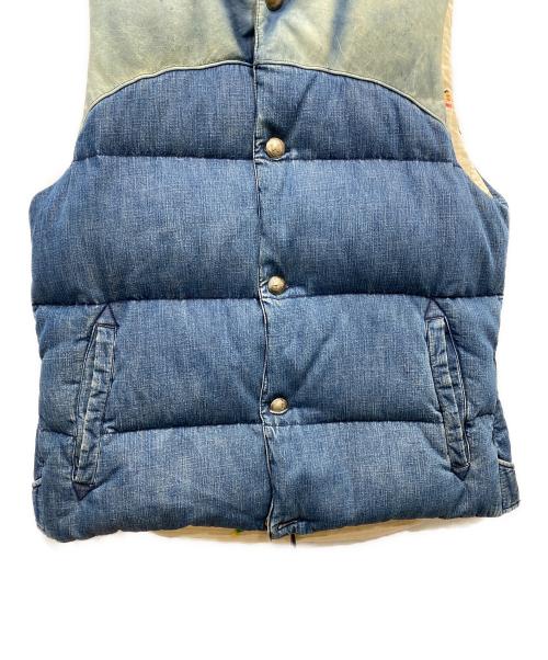 REMI RELIEF（レミレリーフ）REMI RELIEF (レミレリーフ) レザー切替デニムダウンベスト インディゴ サイズ:Lの古着・服飾アイテム