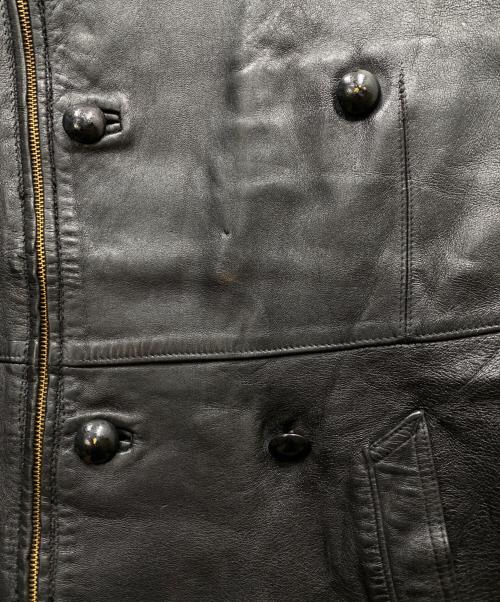 GIGA SPORT（ギガ スポーツ）GIGA SPORT (ギガ スポーツ) 70's フランス軍 モーターサイクルレザーコート ブラック サイズ:100Cの古着・服飾アイテム