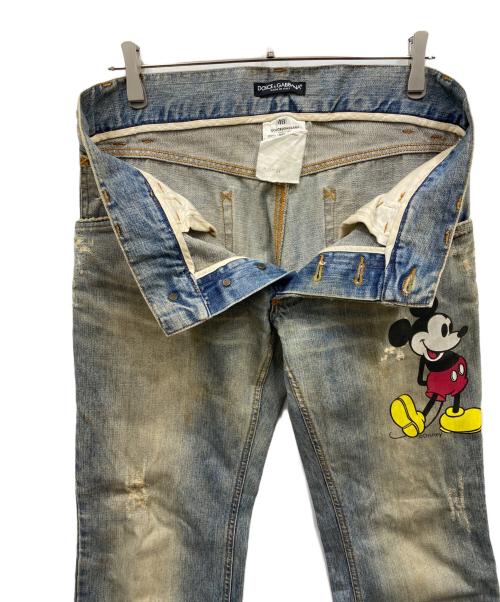 DOLCE & GABBANA（ドルチェ＆ガッバーナ）DOLCE & GABBANA (ドルチェ＆ガッバーナ) ミッキープリントデニムパンツ インディゴ サイズ:48の古着・服飾アイテム