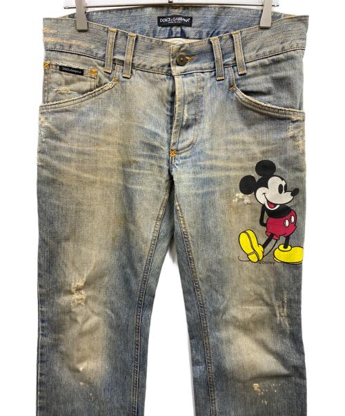 DOLCE & GABBANA（ドルチェ＆ガッバーナ）DOLCE & GABBANA (ドルチェ＆ガッバーナ) ミッキープリントデニムパンツ インディゴ サイズ:48の古着・服飾アイテム