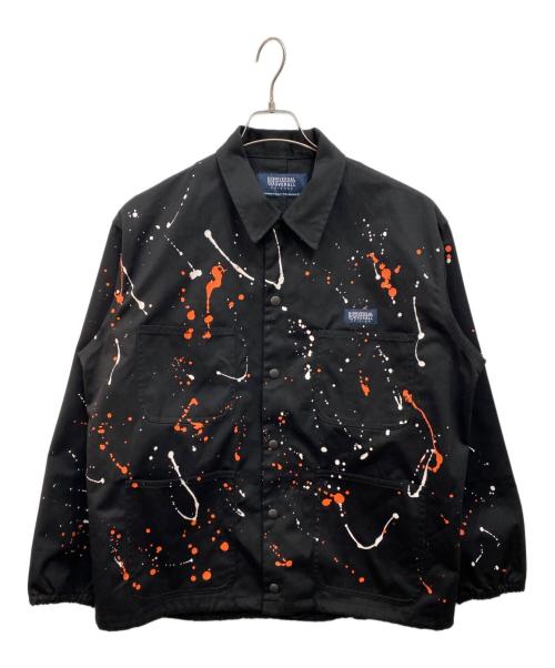 UNIVERSAL OVERALL（ユニバーサルオーバーオール）UNIVERSAL OVERALL (ユニバーサルオーバーオール) ペイント加工 スナップボタン カバーオール ブラック サイズ:Mの古着・服飾アイテム