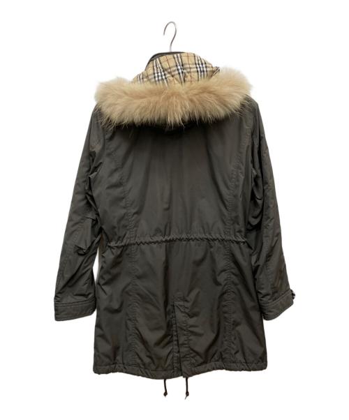 BURBERRY BLACK LABEL（バーバリーブラックレーベル）BURBERRY BLACK LABEL (バーバリーブラックレーベル) ファーフード付コート カーキ サイズ:Mの古着・服飾アイテム