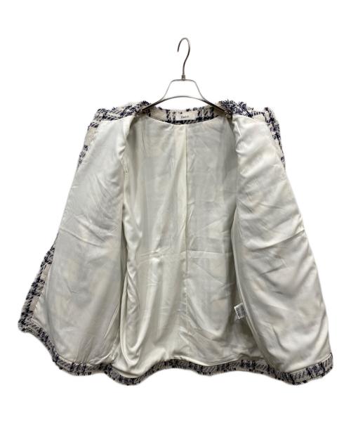 darich（ダーリッチ）Darich (ダーリッチ) チェックフリンジツイードジャケット ホワイト サイズ:FREEの古着・服飾アイテム