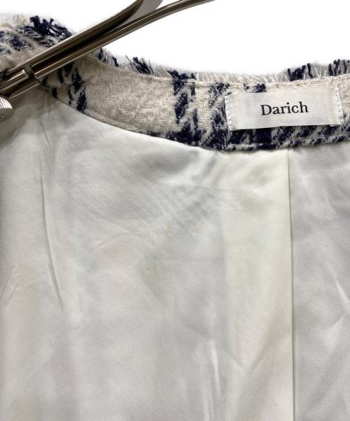 darich（ダーリッチ）Darich (ダーリッチ) チェックフリンジツイードジャケット ホワイト サイズ:FREEの古着・服飾アイテム