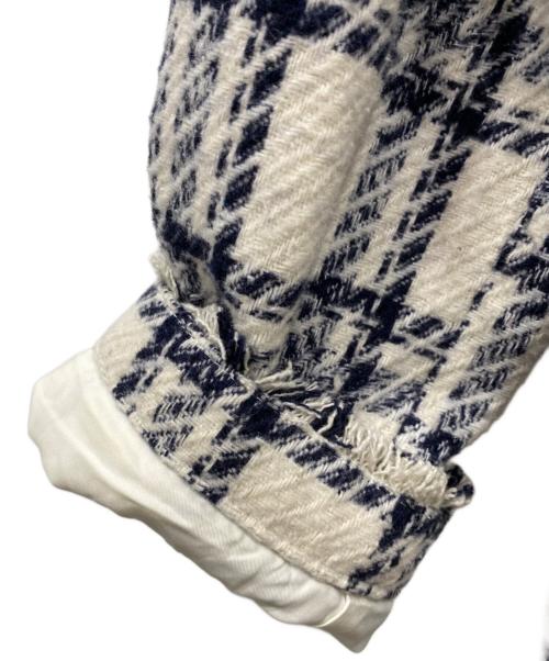 darich（ダーリッチ）Darich (ダーリッチ) チェックフリンジツイードジャケット ホワイト サイズ:FREEの古着・服飾アイテム