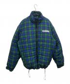PLEASURESプレジャーズ）の古着「Decades Plaid Puffer Jaket」｜グリーン