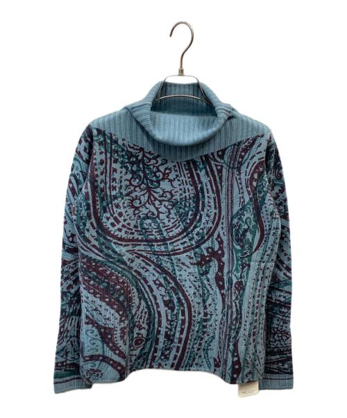 ETRO（エトロ）ETRO (エトロ) 総柄カシミヤタートルネックニット ブルー サイズ:40 未使用品の古着・服飾アイテム