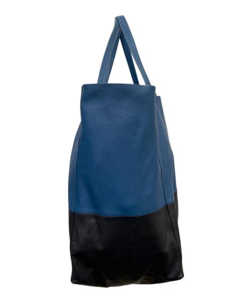 CELINE（セリーヌ）CELINE (セリーヌ) バイカラーホリゾンタルカバトートバッグ ブラック×ブルーの古着・服飾アイテム