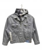 A BATHING APEア ベイシング エイプ）の古着「FACE HOODED DENIM JACKET」｜グレー