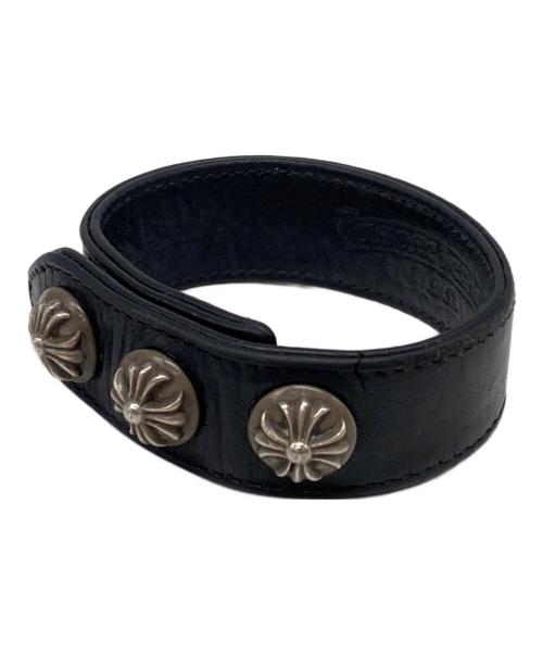 CHROME HEARTS（クロムハーツ）CHROME HEARTS (クロムハーツ) クロスボール 3ボタン ブレスレット ブラックの古着・服飾アイテム