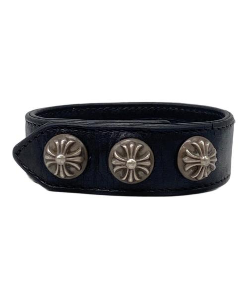 CHROME HEARTS（クロムハーツ）CHROME HEARTS (クロムハーツ) クロスボール 3ボタン ブレスレット ブラックの古着・服飾アイテム