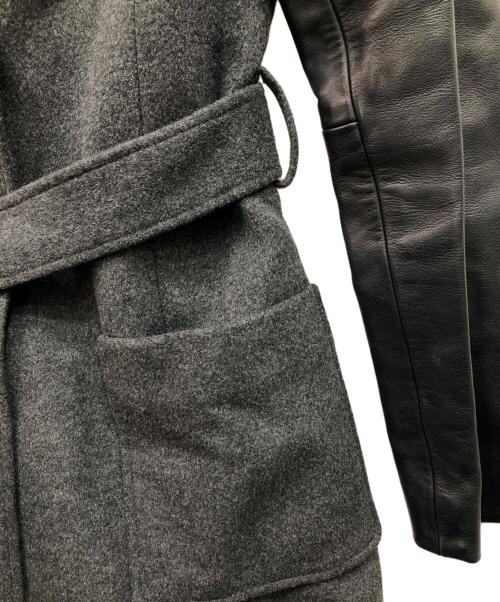 B ability（ビーアビリティ）B ability (ビーアビリティ) カシミヤ混レザー切替コート グレー サイズ:38の古着・服飾アイテム