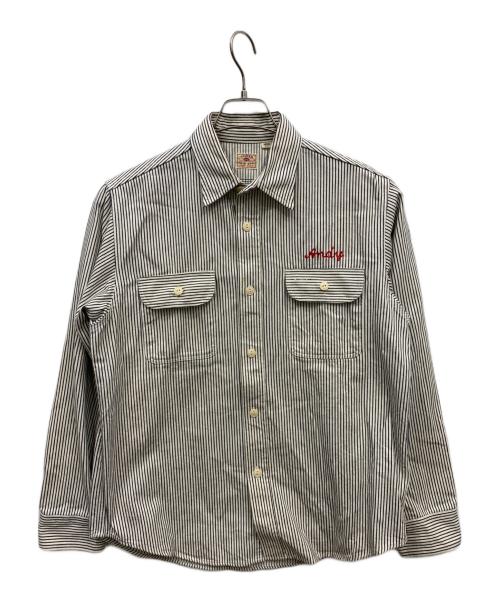 SUGAR CANE（シュガーケーン）SUGAR CANE (シュガーケーン) ストライプワークシャツ ブルー サイズ:Mの古着・服飾アイテム