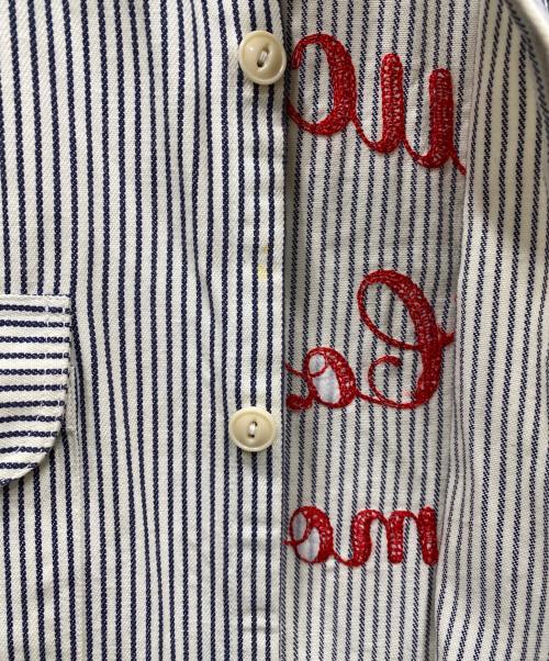 SUGAR CANE（シュガーケーン）SUGAR CANE (シュガーケーン) ストライプワークシャツ ブルー サイズ:Mの古着・服飾アイテム