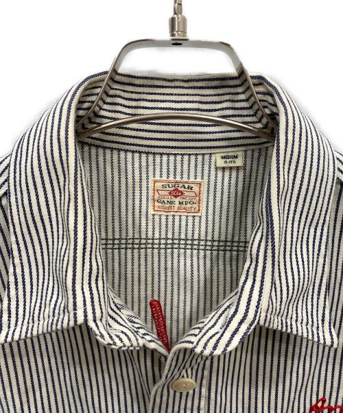 SUGAR CANE（シュガーケーン）SUGAR CANE (シュガーケーン) ストライプワークシャツ ブルー サイズ:Mの古着・服飾アイテム
