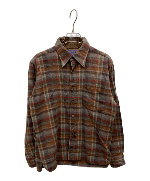 PENDLETON（ペンドルトン）PENDLETON (ペンドルトン) 70's フランネルチェックシャツ ブラウン サイズ:Ｍの古着・服飾アイテム
