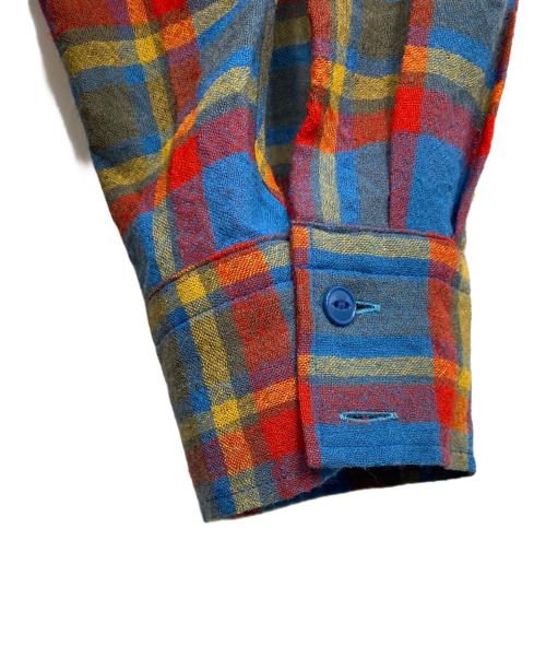 FACETASM（ファセッタズム）FACETASM (ファセッタズム) 変形デザイン プルオーバー チェック シャツ ブルー サイズ:5の古着・服飾アイテム