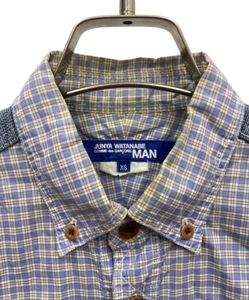 JUNYA WATANABE COMME des GARCONS（(ジュンヤワタナベ コムデギャルソン）JUNYA WATANABE COMME des GARCONS ((ジュンヤワタナベ コムデギャルソン) パッチワークシャツ ブルー サイズ:XSの古着・服飾アイテム