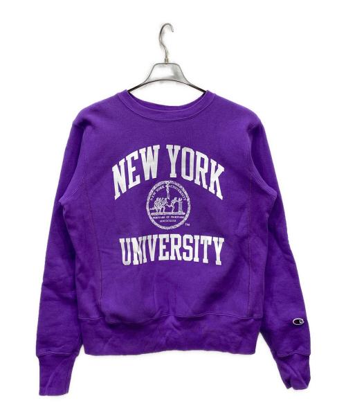 Champion REVERSE WEAVE（チャンピオン リバース ウィーブ）Champion REVERSE WEAVE (チャンピオン リバース ウィーブ) プリントクルーネックスウェット パープル サイズ:Mの古着・服飾アイテム
