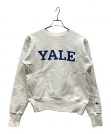 Champion REVERSE WEAVE（チャンピオン リバース ウィーブ）の古着「プリントクルーネックスウェット」｜ホワイト