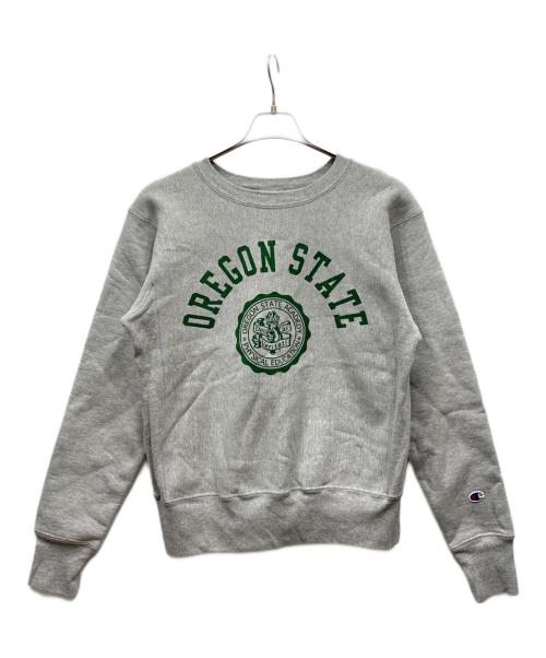 Champion REVERSE WEAVE（チャンピオン リバース ウィーブ）Champion REVERSE WEAVE (チャンピオン リバース ウィーブ) プリントクルーネックスウェット グレー サイズ:Mの古着・服飾アイテム