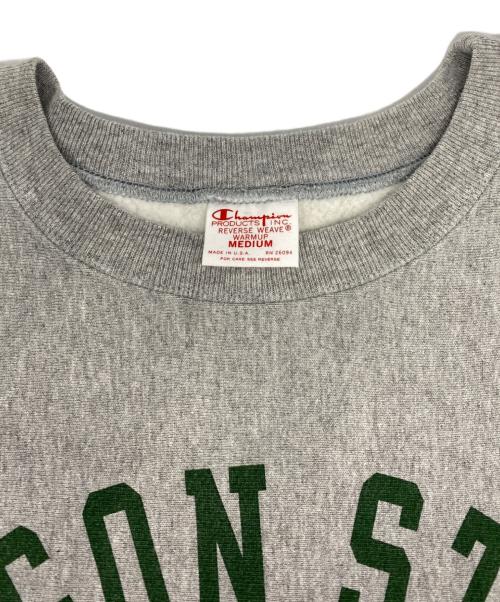 Champion REVERSE WEAVE（チャンピオン リバース ウィーブ）Champion REVERSE WEAVE (チャンピオン リバース ウィーブ) プリントクルーネックスウェット グレー サイズ:Mの古着・服飾アイテム