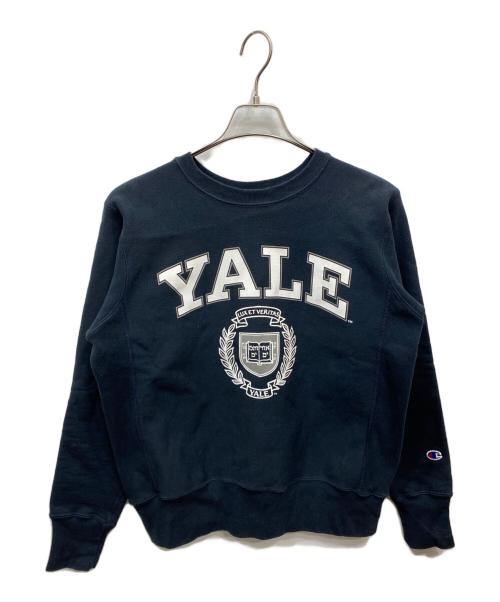 Champion REVERSE WEAVE（チャンピオン リバース ウィーブ）Champion REVERSE WEAVE (チャンピオン リバース ウィーブ) プリントクルーネックスウェット ネイビー サイズ:Ｍの古着・服飾アイテム