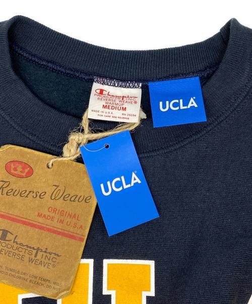 Champion REVERSE WEAVE（チャンピオン リバース ウィーブ）Champion REVERSE WEAVE (チャンピオン リバース ウィーブ) プリントクルーネックスウェット ネイビー サイズ:Mの古着・服飾アイテム