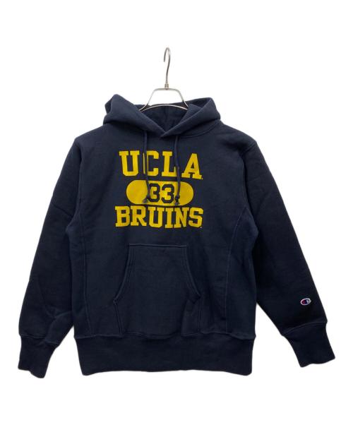 Champion REVERSE WEAVE（チャンピオン リバース ウィーブ）Champion REVERSE WEAVE (チャンピオン リバース ウィーブ) プリントパーカー ネイビー サイズ:Mの古着・服飾アイテム