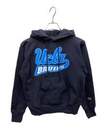 Champion REVERSE WEAVE（チャンピオン リバース ウィーブ）の古着「プリントパーカー」｜ネイビー