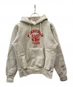 Champion REVERSE WEAVEチャンピオン リバース ウィーブ）の古着「染み込みプリントパーカー」｜グレー