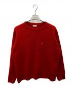 DRIES VAN NOTENドリスヴァンノッテン）の古着「勾玉刺繍 ウールクルーネックニット」｜レッド