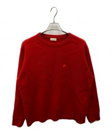 DRIES VAN NOTEN（ドリスヴァンノッテン）の古着「勾玉刺繍 ウールクルーネックニット」｜レッド