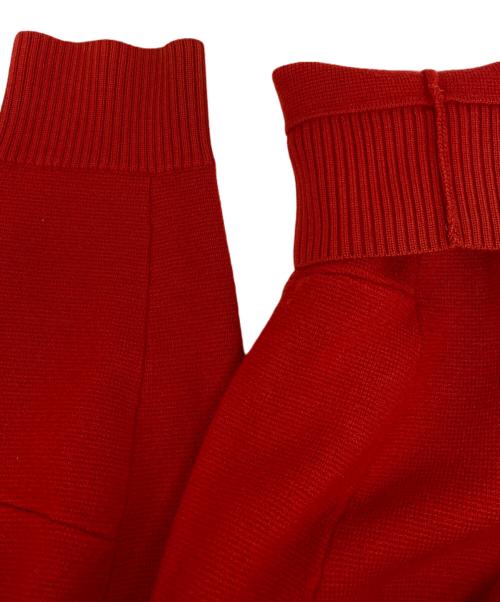 DRIES VAN NOTEN（ドリスヴァンノッテン）DRIES VAN NOTEN (ドリスヴァンノッテン) 勾玉刺繍 ウールクルーネックニット レッド サイズ:Ｓの古着・服飾アイテム