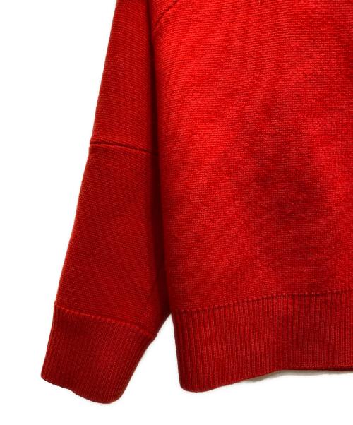 DRIES VAN NOTEN（ドリスヴァンノッテン）DRIES VAN NOTEN (ドリスヴァンノッテン) 勾玉刺繍 ウールクルーネックニット レッド サイズ:Ｓの古着・服飾アイテム