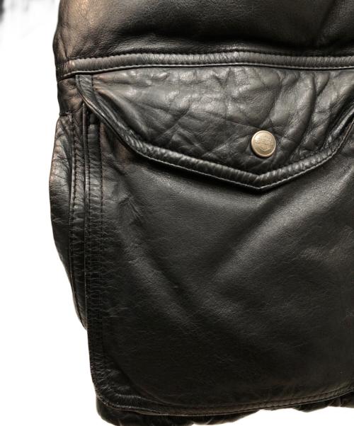 HARLEY-DAVIDSON（ハーレーダビッドソン）HARLEY-DAVIDSON (ハーレーダビッドソン) レザーダウンジャケット ブラック サイズ:Mの古着・服飾アイテム