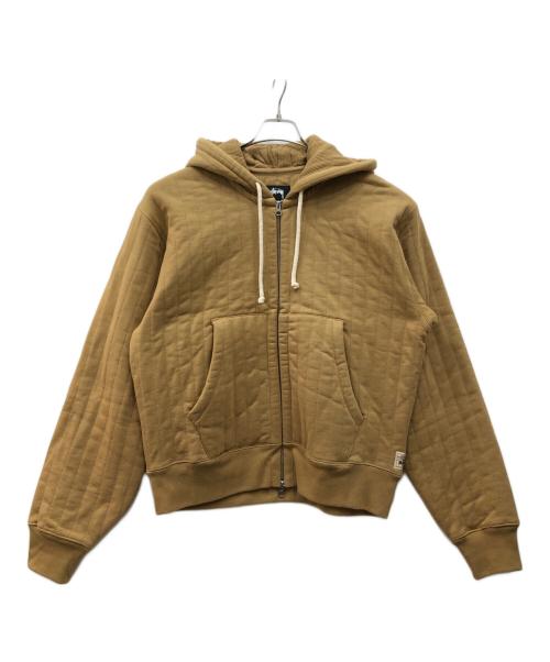 stussy（ステューシー）stussy (ステューシー) VERTICAL QUILTED ZIP HOODIE ブラウン サイズ:Mの古着・服飾アイテム