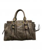 MIU MIUミュウミュウ）の古着「レザーハンドバッグ」｜ベージュ