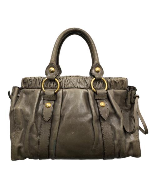 MIU MIU（ミュウミュウ）MIU MIU (ミュウミュウ) レザーハンドバッグ ベージュの古着・服飾アイテム