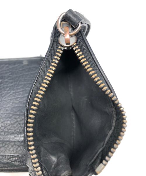 Maison Margiela（メゾンマルジェラ）Maison Margiela (メゾンマルジェラ) グレインレザー 3つ折り コンパクトウォレット ブラックの古着・服飾アイテム