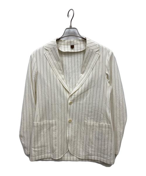 UNITED ARROWS（ユナイテッドアローズ）UNITED ARROWS (ユナイテッドアローズ) シアサッカーストライプシングル2ボタンジャケット ホワイト サイズ:46の古着・服飾アイテム